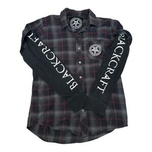 BlackCraft Cult Flannel Shirt XS Plaid Layered Punk Grunge Baphomet Believe Goth